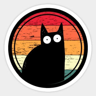 Funny Surprised Cat Face Vintage Style Sticker